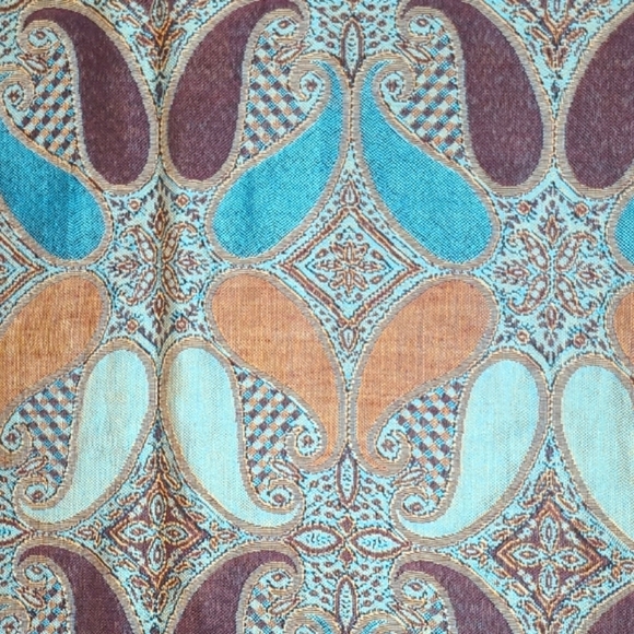 Pashmina Scarf Wrap Cashmere Blend Paisley Blue Purple Brown Knotted Fringe - Picture 9 of 9